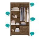 Ver imagem 4 de Kit Guarda Roupa Solteiro Chile e Cômoda MS - Castanho Wood