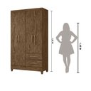 Ver imagem 7 de Kit Guarda Roupa Solteiro Chile e Cômoda MS - Castanho Wood