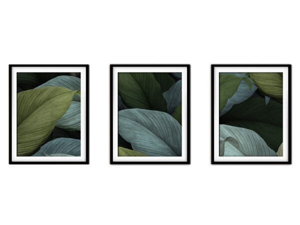 Quadro decor délicat preto 80x140 folhas tropicais mod 68 - 1