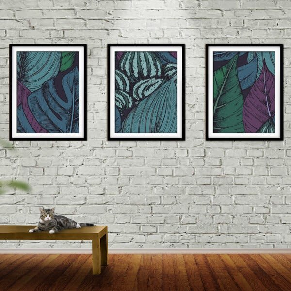 Quadro decor délicat preto 80x140 folhas tropicais mod 64 - 2