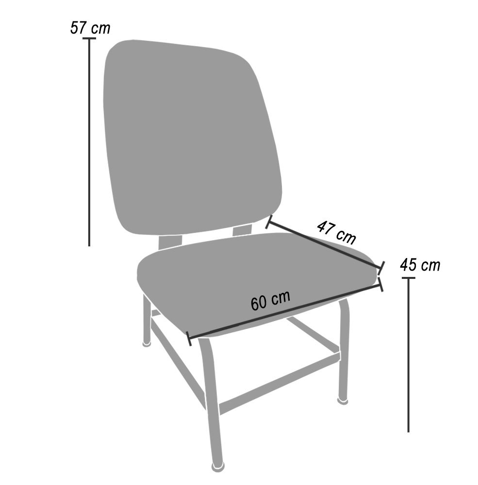 Cadeira Para Obeso Cadeirão Fixo Estofado Maxx Reforçada Até 170 Kg Courvin Preto - 5