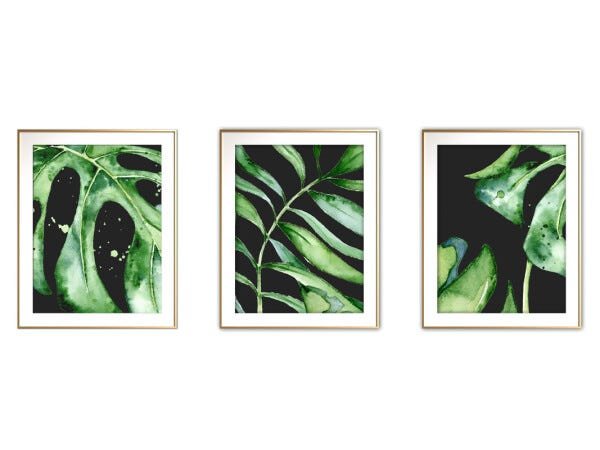 Quadro mdf délicat dourado 80x140 folhas tropicais mod 48 - 1
