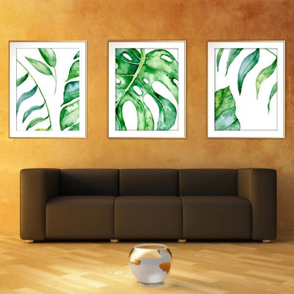 Quadro mdf délicat dourado 80x140 folhas tropicais mod 35 - 2