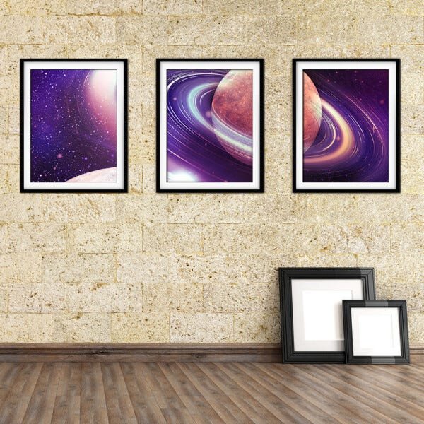Quadro mdf preto 80x140 universo colorido mod 19 - 2