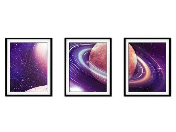 Quadro mdf preto 80x140 universo colorido mod 19 - 1