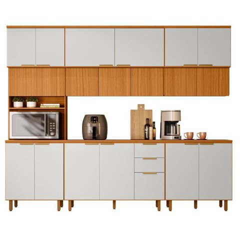 Cozinha Bari em MDF 5 Peças Cristaleira com LED