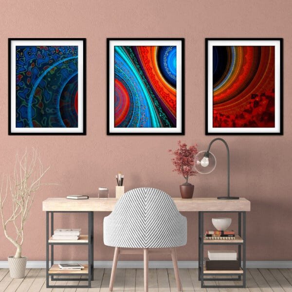 Quadro mdf preto 80x140 universo colorido mod 1 - 2