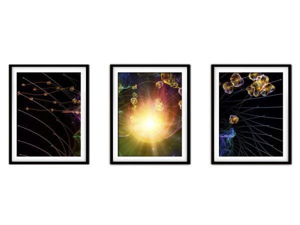 Quadro mdf preto 68x126 universo colorido mod 275 - 1