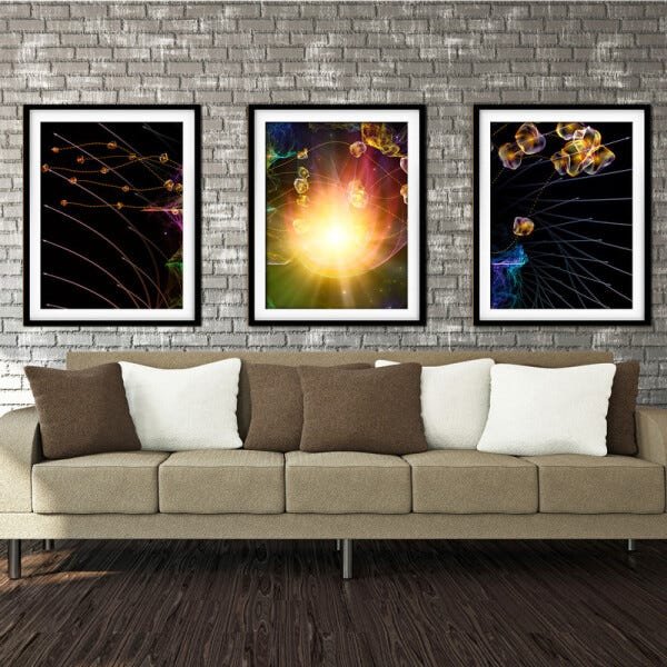 Quadro mdf preto 68x126 universo colorido mod 275 - 2