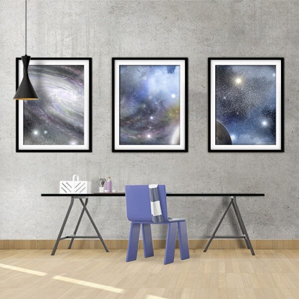 Quadro mdf preto 68x126 universo colorido mod 270 - 2