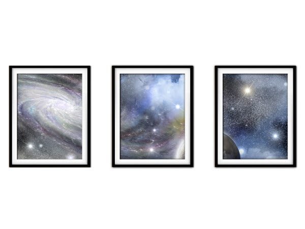 Quadro mdf preto 68x126 universo colorido mod 270 - 1