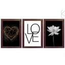 Ver imagem 1 de 3 Quadros Decorativos - Coração Dourado, Love, Flor de Lótus:tabaco