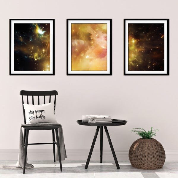 Quadro mdf preto 68x126 universo colorido mod 264 - 2