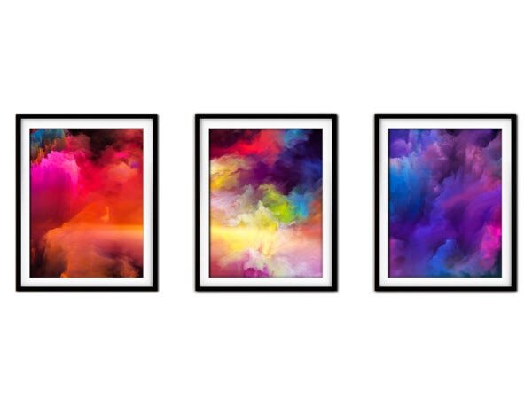 Quadro mdf preto 68x126 universo colorido mod 261 - 1