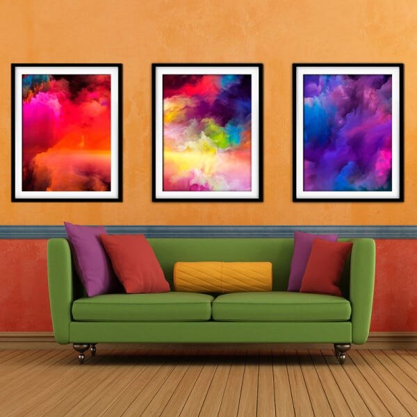Quadro mdf preto 68x126 universo colorido mod 261 - 2