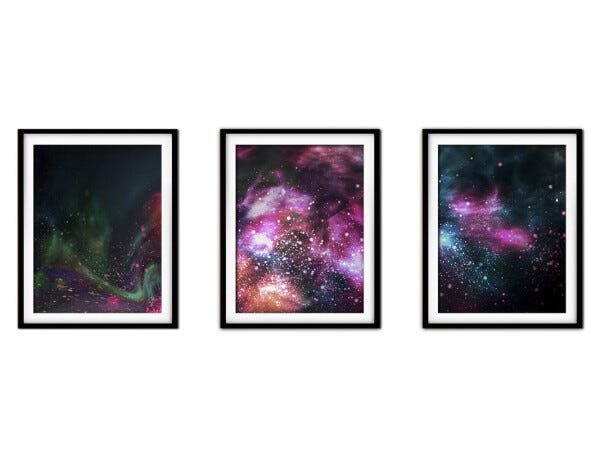Quadro mdf preto 68x126 universo colorido mod 253 - 1