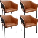 Ver imagem 1 de Kit 4 Cadeiras para Sala de Jantar Estar Living Olívia L02 Couríssimo Camel Preto - Lyam Decor