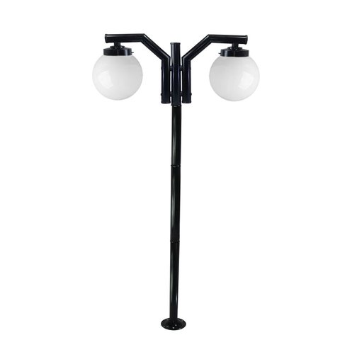 Poste de Jardim P23/2 com Globo de Vidro Leitoso 15x28 2,16m em Aço Fosfatizado Preto