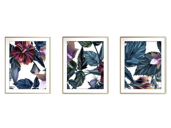 Quadro mdf délicat dourado 30x66 folhas tropicais mod 106 - 1