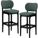 Ver imagem 1 de Kit 2 Banquetas Alta Bar Cozinha Sala Jantar Fixa Betta L02 Preto Linho Verde Musgo - Lyam Decor