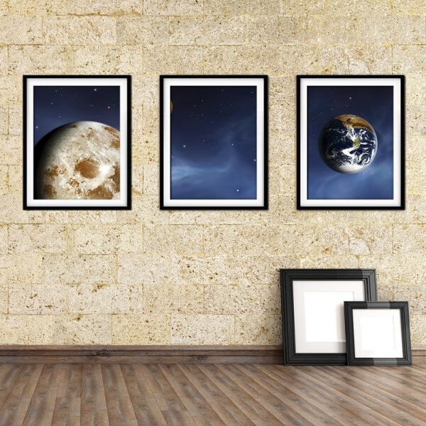 Quadro mdf preto 55x110 universo colorido mod 137 - 2