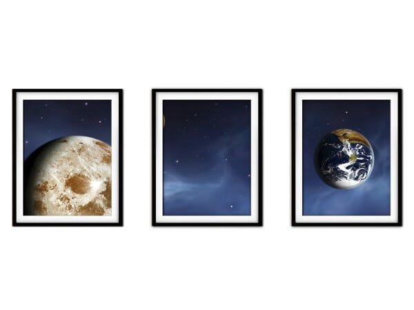 Quadro mdf preto 55x110 universo colorido mod 137 - 1