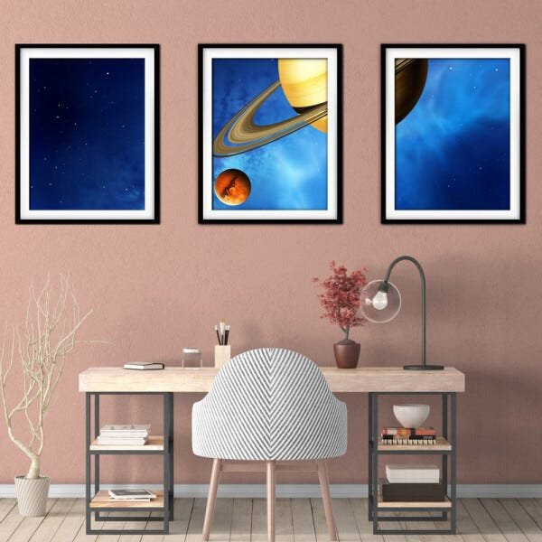 Quadro mdf preto 55x110 universo colorido mod 131 - 2