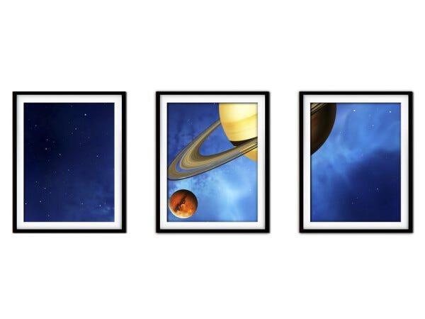 Quadro mdf preto 55x110 universo colorido mod 131 - 1