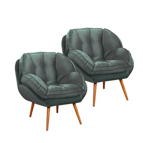 Kit 2 Poltronas Évora em Madeira Eucalipto Movellu Home