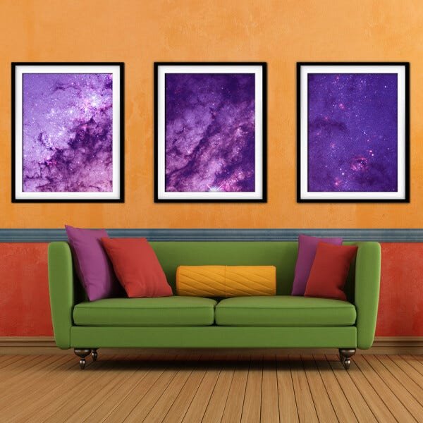 Quadro mdf preto 55x110 universo colorido mod 125 - 2