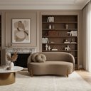Ver imagem 2 de Sofá Orgânico 2LUGARES c/2ALMOFADAS Curvo Sala Recepção Amsterdã Boucle Cappuccino -Montanaris Decor