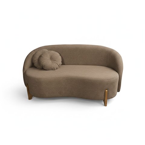 Sofá Orgânico 2LUGARES c/2ALMOFADAS Curvo Sala Recepção Amsterdã Boucle Cappuccino -Montanaris Decor