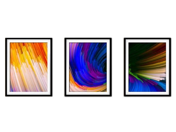 Quadro mdf preto 55x110 universo colorido mod 113 - 1