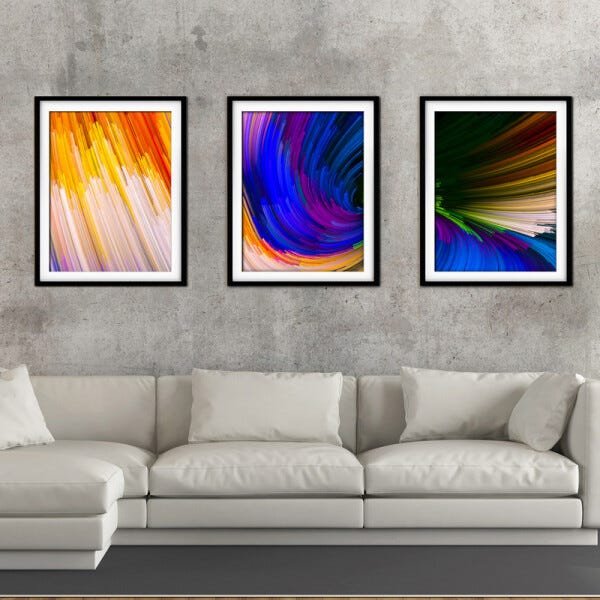 Quadro mdf preto 55x110 universo colorido mod 113 - 2