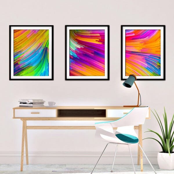 Quadro mdf preto 55x110 universo colorido mod 112 - 2