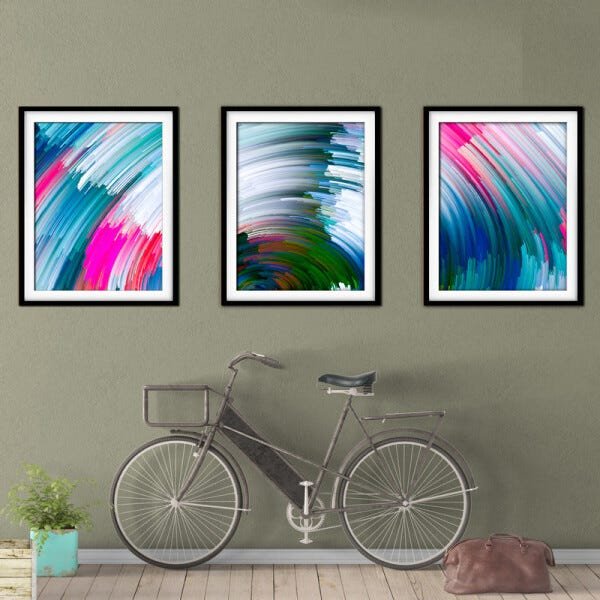 Quadro mdf preto 55x110 universo colorido mod 111 - 2