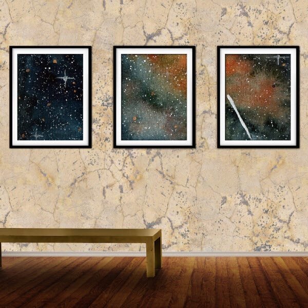 Quadro mdf preto 55x110 universo colorido mod 94 - 2