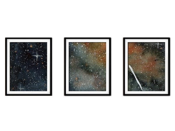 Quadro mdf preto 55x110 universo colorido mod 94 - 1
