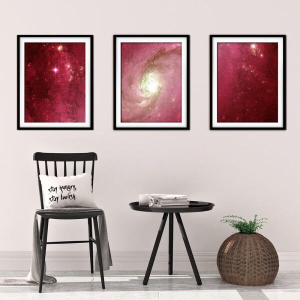 Quadro mdf preto 55x110 universo colorido mod 87 - 2