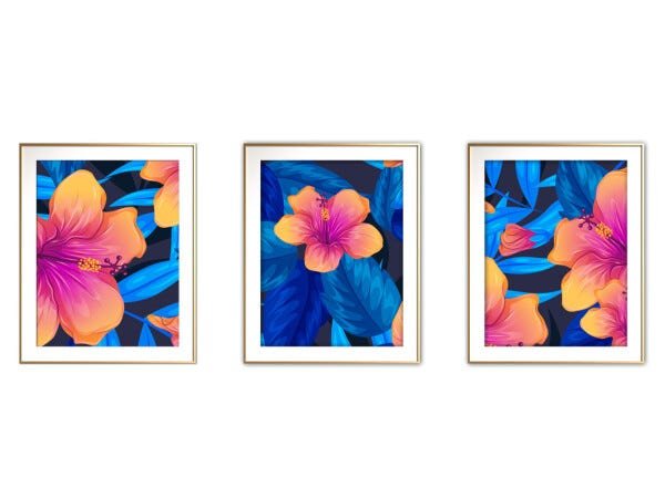 Quadro mdf délicat dourado 30x66 folhas tropicais mod 65 - 1