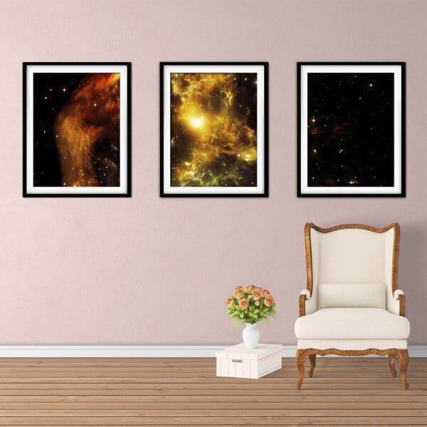 Quadro mdf preto 55x110 universo colorido mod 80 - 2