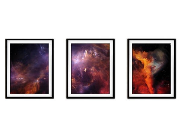 Quadro mdf preto 55x110 universo colorido mod 78 - 1