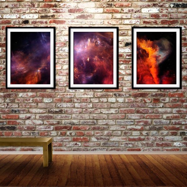 Quadro mdf preto 55x110 universo colorido mod 78 - 2