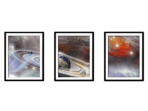 Quadro mdf preto 55x110 universo colorido mod 75 - 1