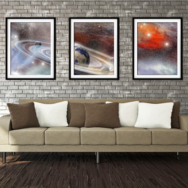 Quadro mdf preto 55x110 universo colorido mod 75 - 2