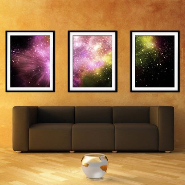 Quadro mdf preto 45x96 universo colorido mod 250 - 2