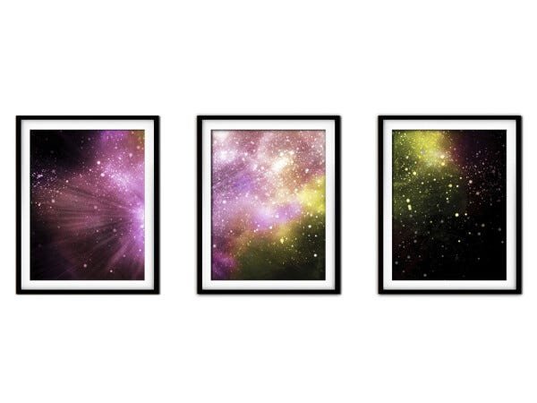 Quadro mdf preto 45x96 universo colorido mod 250 - 1