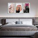 Ver mais imagens de Quadros Decorativos 20x30 Mulheres Rosto Flores Rosas Kit 3 Titulos Moldura Branca