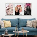 Ver imagem 5 de Quadros Decorativos 20x30 Mulheres Rosto Flores Rosas Kit 3 Titulos Moldura Branca