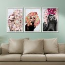 Ver imagem 6 de Quadros Decorativos 20x30 Mulheres Rosto Flores Rosas Kit 3 Titulos Moldura Branca